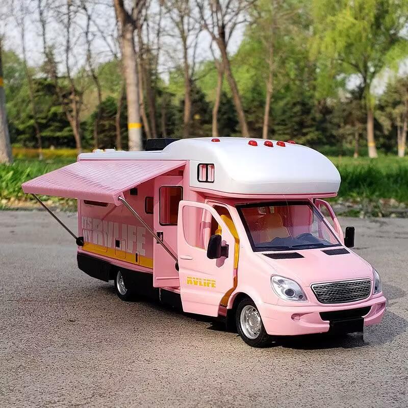 

1:28 Diecast Luxury RV Recreational Vehicle Car Model Metal Toy Motorhome Camper Van Touring Car Model Sound and Light Kids Gift