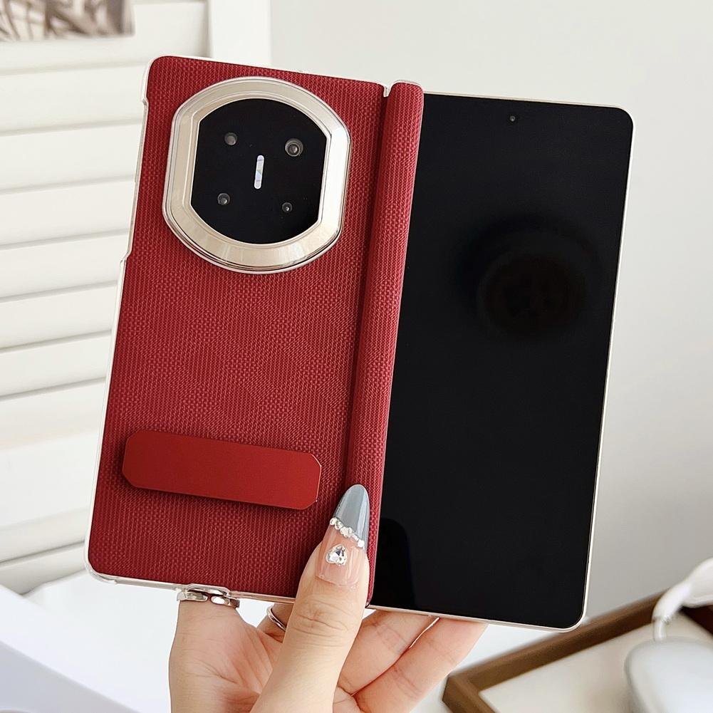 Checkered Veneer with Metal Rotating Bracket Holder Phone Case For Huawei Mate X7 Slim Protective Cover Huawei Mate X7