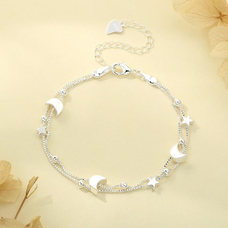 925 Sterling Silver Hand Bracelet Star Moon Bracelets For Women Couple Elegant Jewelry Accessories Jewellery Money 925