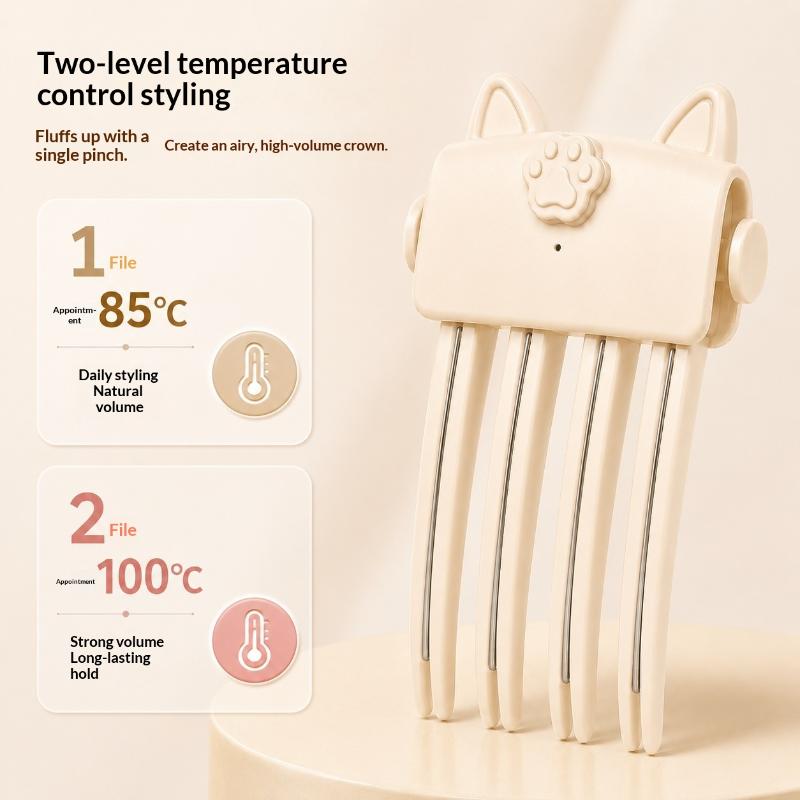 Portable Heated High‑Crown Root Volumizing Clip Wireless Rechargeable Fluffy Hair Styling Accessory Anti‑Flat Top Root Lifter