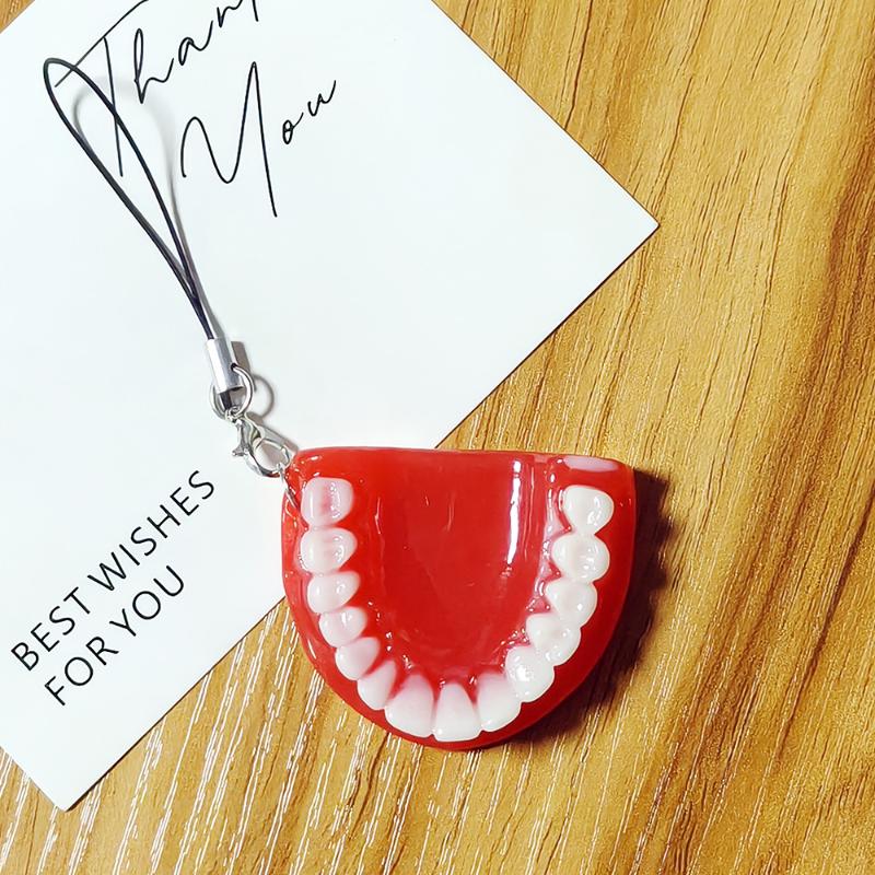 

Gothic Simulated False Tooth Mobile Phone Rope Pendant Creative Weird Teeth Bag Pendant Fashion Accessories Prank Gift A2