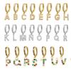 QMHJE Initial A-Z Letters Mini Small Hoop Earrings Women Gold Silver Rainbow Crystal Jewelry Earring Aretes Alphabet ABC
