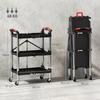 Foldable 3 Tier Tool Trolley Plastic Steel Black