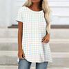 Túnicas Casuales Informales para Mujer con Estampado, Cuello Redondo, Dobladillo Irregular y Manga Corta