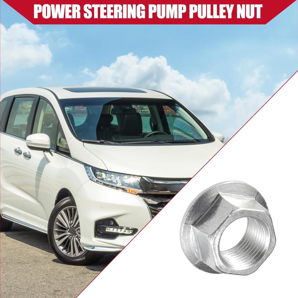 90305PAAA01 90305P0G003 Power Steering Pump Pulley Nut for Honda Accord 1995-2012 for Honda Civic 1996-2011 / Inner/Durable Metal/ 1 Pcs Silver Tone