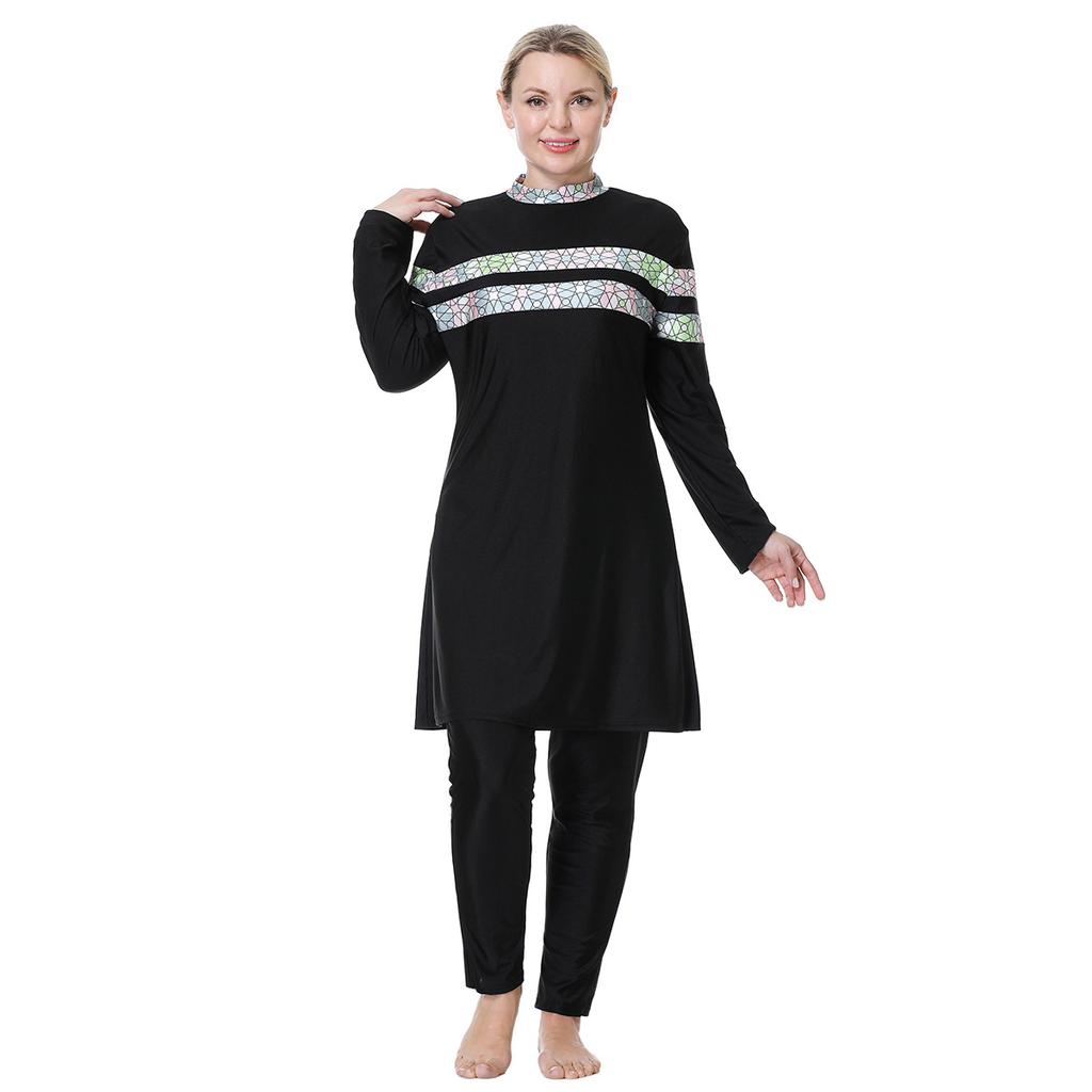 Plus Size Women Muslim Muslimah Swimwear Full Coverage Women Swimming Suit Conservative Highly Elastic Comfortable 3 Pieces Beachwear 3XL-8XL