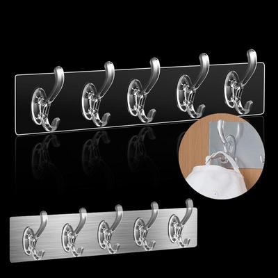 Transparent Wall Hooks Kitchen Bathroom Hooks Hat Clothes Coat Hanger Towel Coat Hanger  Door Hook Storage Rack