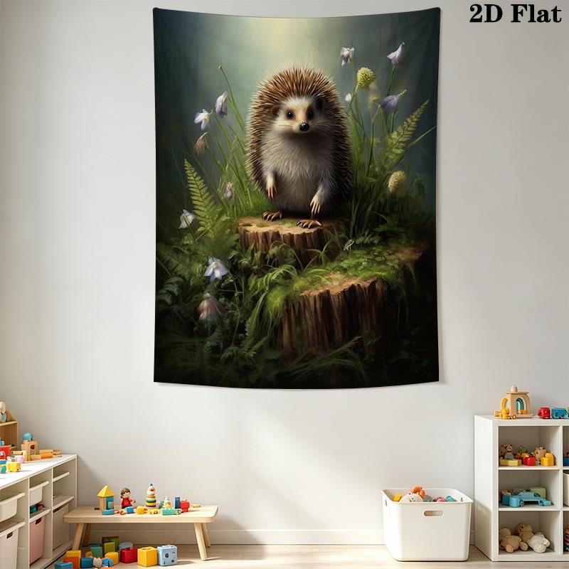 Charming Hedgehog Pattern Home Decor Tapestry, Wall Hanging, Decorative RV Wall Cloth.SGT0917430
