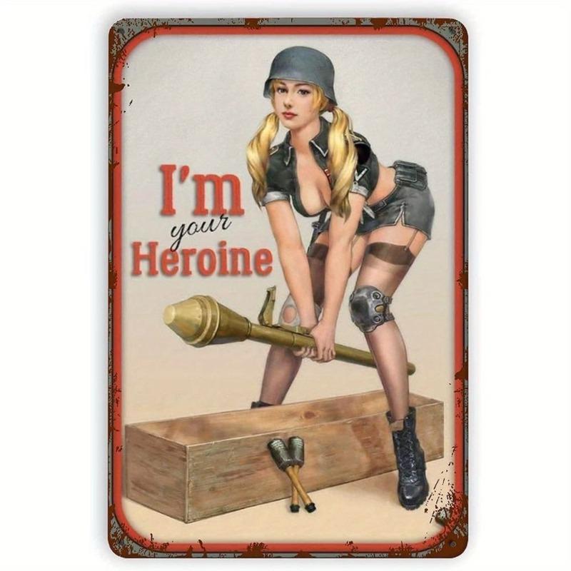 Pin-Up Girls Tin Sign, Retro Metal Wall Art