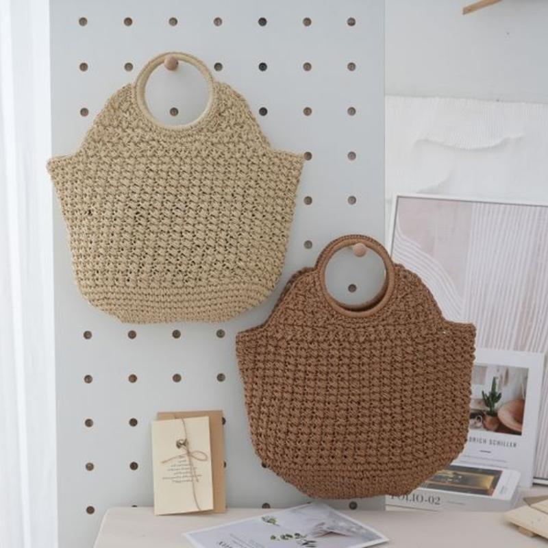 Handmade Woven Straw Bag, Large Capacity Casual Vacati Style Handbag Fashi, Versatile Beach Bag