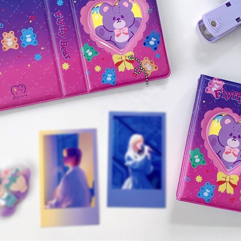 3-calowy Słodki Album na Zdjęcia Puste Serce Miłości Kpop Binder na Karty Fotokarta ID Holder 40 Kieszeni Książka do Przechowywania Wizytówek Organizer