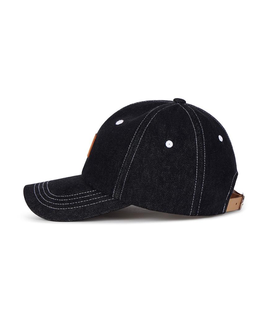 Bajal Va Square Denim Label Ball Cap Black Denim