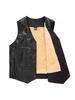 Men's Winter Leather Vest with Sloping Shoulder and Plus Velvet, Casual Warm Plus Size Waistcoat