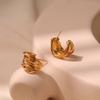 French Style Irregular C Shape 18k Gold Plated Earrings For Women