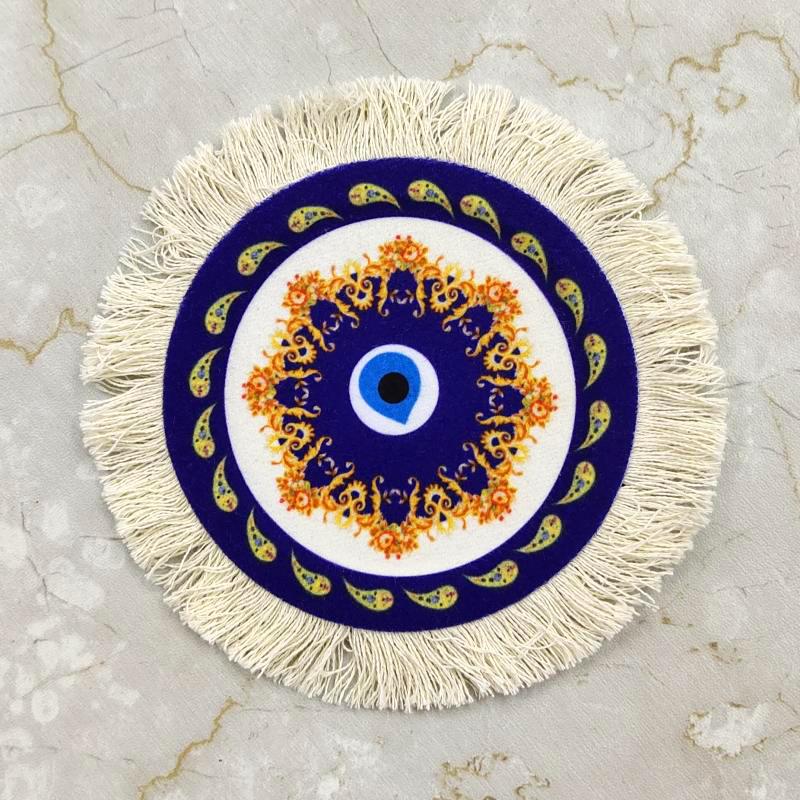 1PC Multi-Use Heat-Resistant Coaster Artisanal Round Durable Mat Non-Slip Ethnic Style Bohemian Coffee Washable 10cm