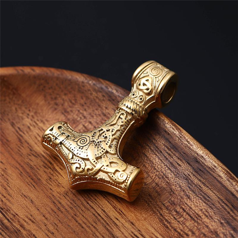 

Stainless Steel Viking Thor Hammer Necklace Men Mjolnir Amulet Rune Vegvisir Pendant Punk Male Scandinavian Jewelry 70cm