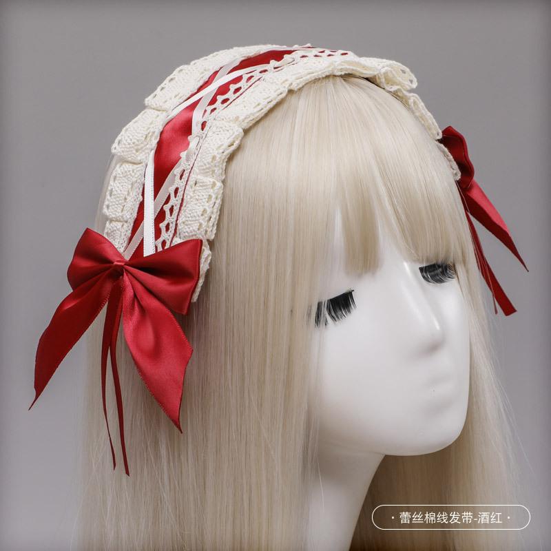 Handmade Bow Lace Headband Japanese Girl Lolita Hairpin Soft Cute Two-dimensional Headgear Cute Sister Hair Accessories