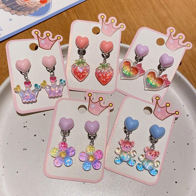 Non-Pierced Kids' Cartoon Earrings - Sweet Princess Dangle Clips