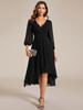 Ever-Pretty Women's Long Sleeve V-Neck Pleated High Low Chiffon Wedding Guest Dress