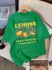 ZX Tee Lemons Fruits Premium Fresh Printing T Shirt Woman Loose Sportswear O-Neck Casual T Shirts Loose All-Match Short Sleeve