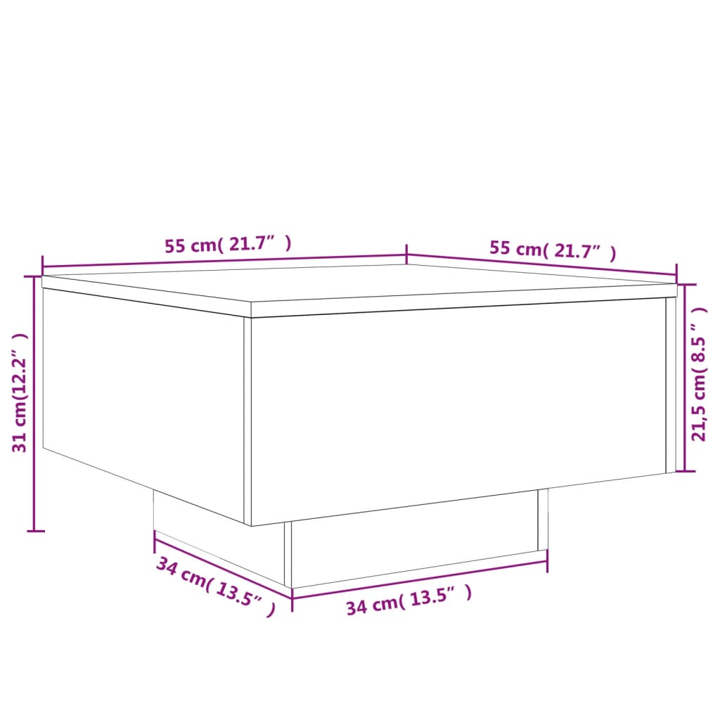 Coffee Table Concrete Gray 55 x 55 x 31 cm Engineered Wood