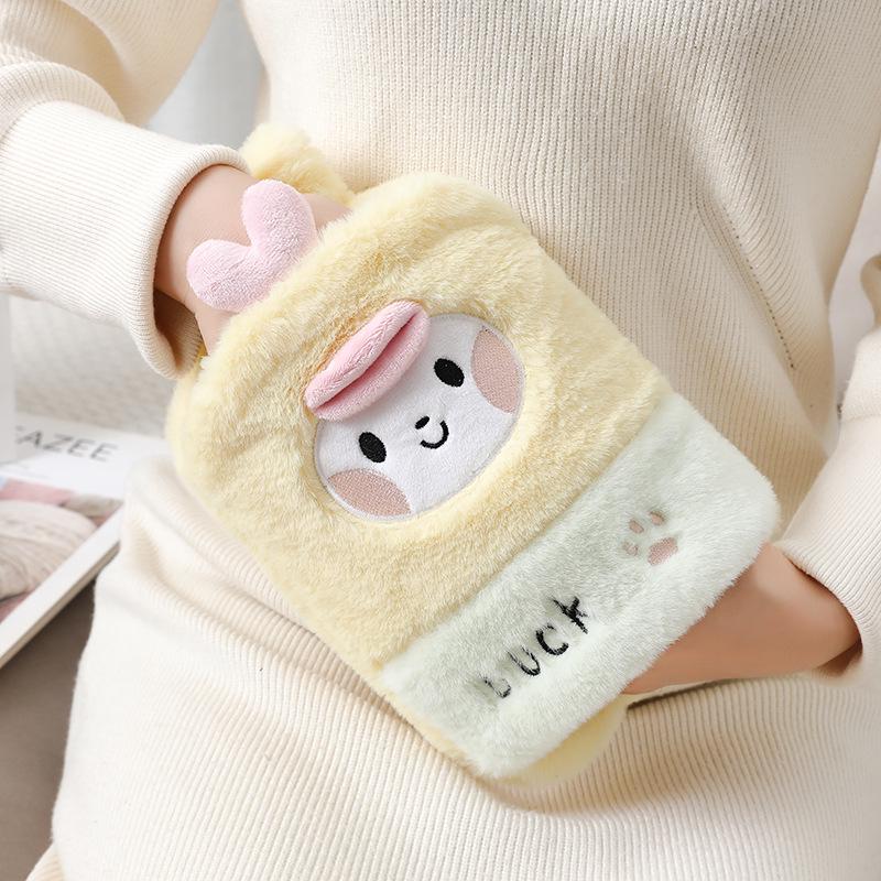 Plush Hand Warmer: Cozy, Explosion-Proof Hot Water Bottle with Washable Cover for Autumn & Winter.