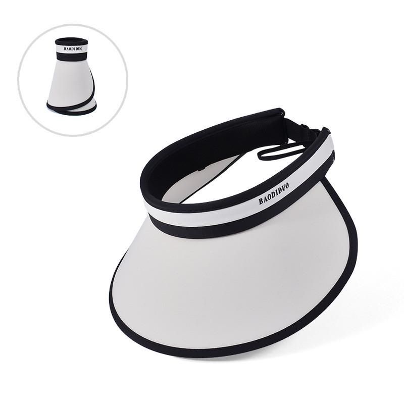 

8534 Summer UV Protection Fashion Topless Hat Easiest for Match Ice Silk Big Brim Show Face Small Sun Protection Sun Hat Female Champagne Rice