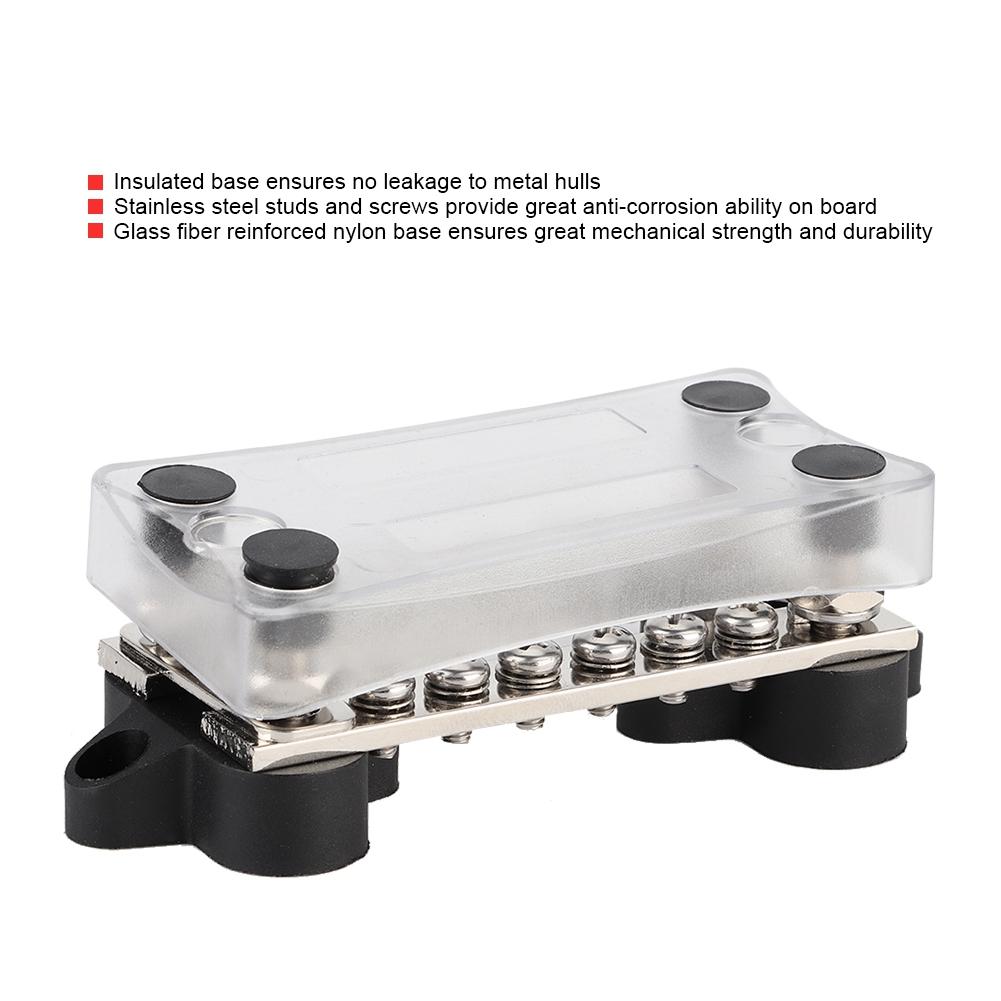 16 Way 100A Bus Bar 4 Studs Car Boat Marine Power Distribution Terminal Block with Cover