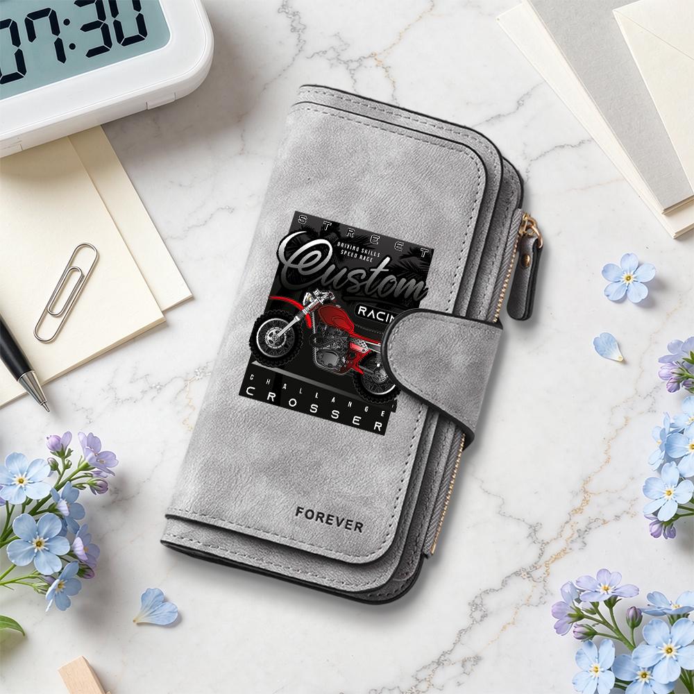 Men's Custom Moto Pattern Long Wallet Fashion Casual Multi Card Holder Purse