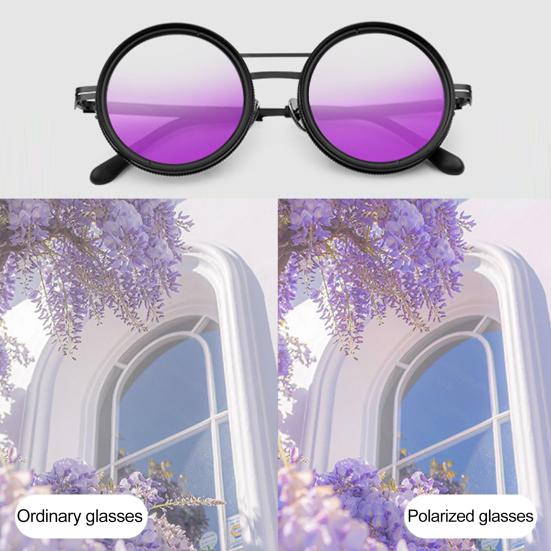 Adjustable Tint Sunglasses for Men Women UV Protection Round Polarized Sunglasses Retro Circle Eyeglass with Gradient Lenses