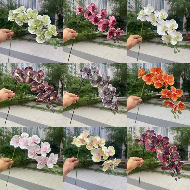 10pcs Phalaenopsis Orchids Artificial Flowers EVA Material 9 Heads Fake Orchid Stems for Wedding Home Decor Outdoor Photography