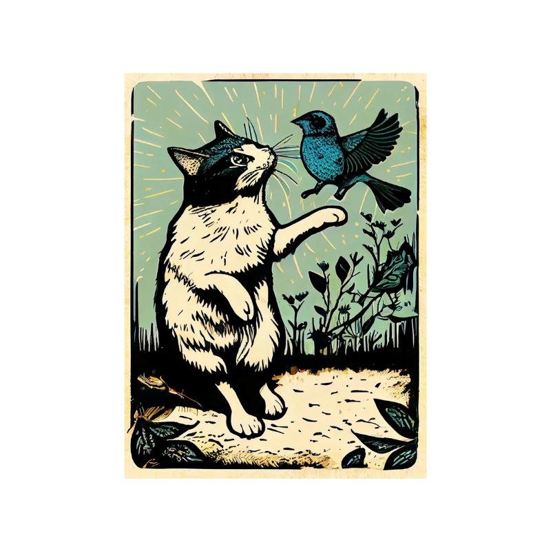 Canvas Printing Art Cat In Life Poster Animal Wall Decor Art Picture Vintage Wall Decoration Home Room Bar Gift for Cat Lovers