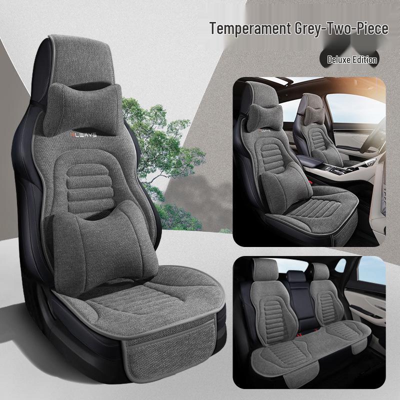 Universelles Vier-Jahreszeiten Leinen Autositzkissen - Atmungsaktiv, Halbumschließende Satteldecke für den Sommer