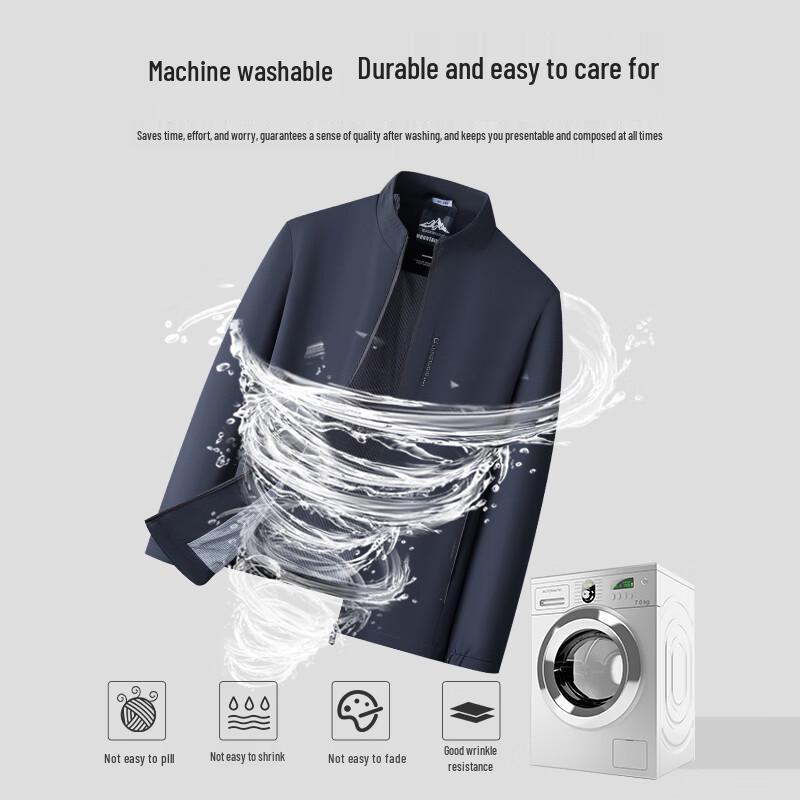 SHANSHAN Men's Stand Collar Anti-Wrinkle Windproof Casual Jacket