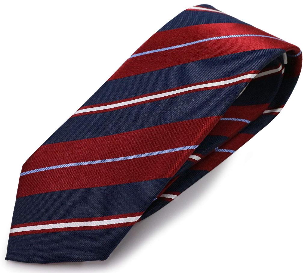 [Michiko London] Brand Necktie, Made in Japan, 100% Silk, Striped, Designer, Multi-color (Pattern D)