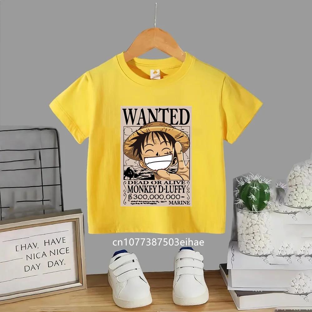 Anime One Piece Monkey D Luffy Printed Cotton Tshirt Summer Boy and Girl Clothing Fashion Casual Street Tshirt Fan Gifts