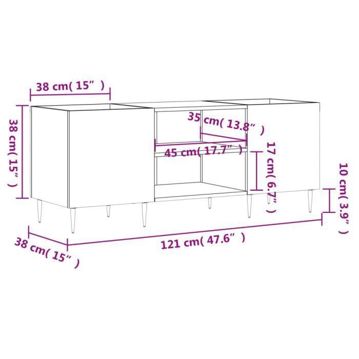 VidaXL Armoire à disques gris béton 121x38x48 cm bois d'ingénierie 831672