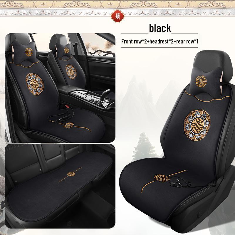 Set di Tappetini Riscaldanti per Sedili Auto Invernali 12V: Peluche, Elettrico, 3 Pezzi Stile Nazionale