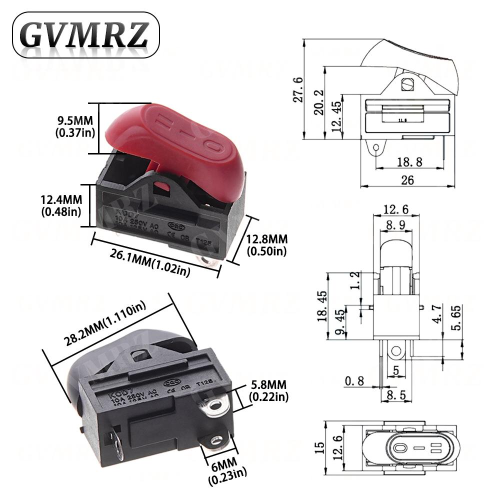 5PCS 10A 250VAC Hair Dryer Switch,Rocker Switch,3 Position ON OFF Boat Switch