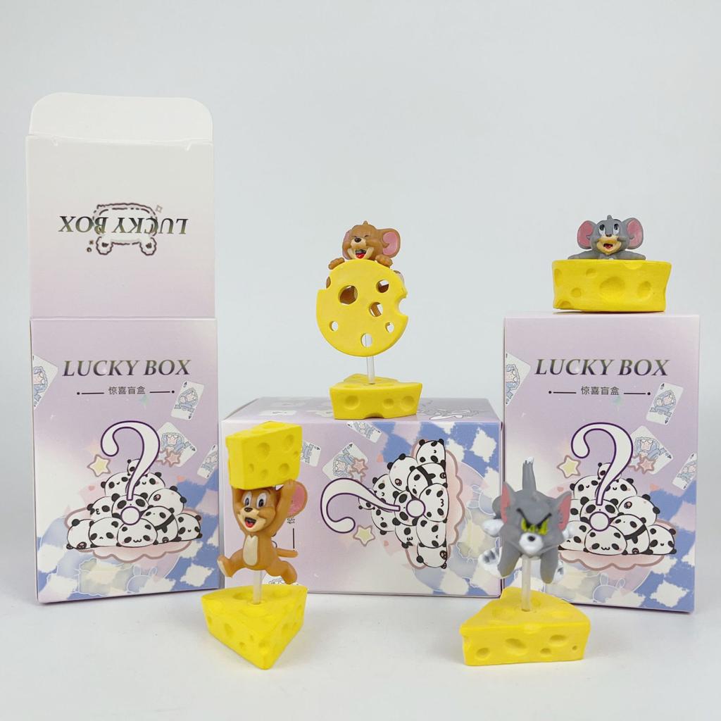 4 Adet Set Peynir Tom ve Jerry Aksiyon Figürü Sevimli Versiyon 3cm Anime PVC Model Pasta Süsü
