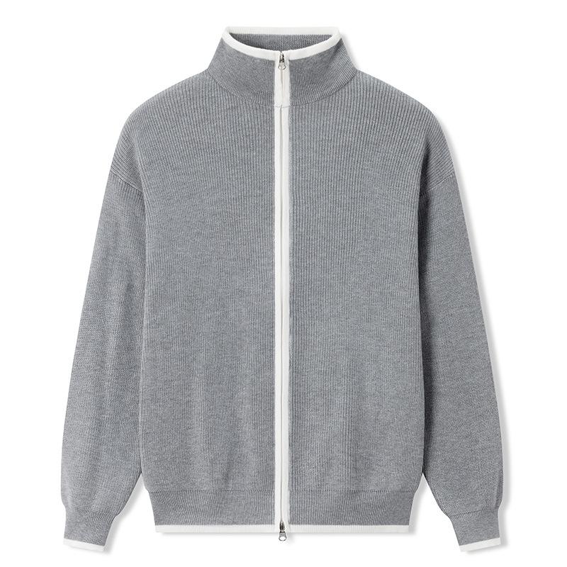 Pletený svetr s dlouhým rukávem Pánská móda Top kabát na zip Neformální svetr