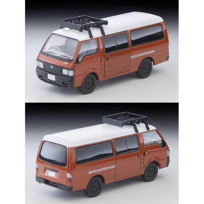 TOMYTEC Tomica Limited Vintage Neo 1/64 LV-N310d Mazda Bongo Brawny Van Custom (Brown) with Roof Carrier & Figure 336174
