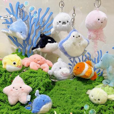 Ocean Family Jellyfish Dolphin Shark Decompress The Aquarium Small Animal Plush Pendant Backpack Keychain