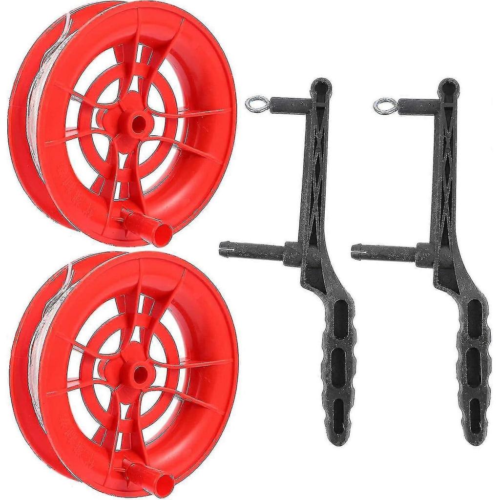 12cm2 Pieces Kite String Reel Winder Kite Line Winder Winder Handle Wheel String Flying Tools With 100m Line Outdoor Kite Accessories Red