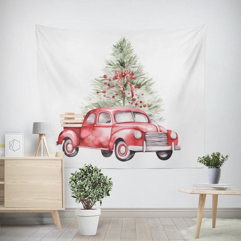 Christmas New Year White Bearded Santa Claus Pattern Living Room Bedroom Decorative Tapestry