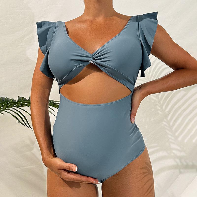 Women S Maternity One Piece Swimsuit Solid Color Loose Fit Tummy Control