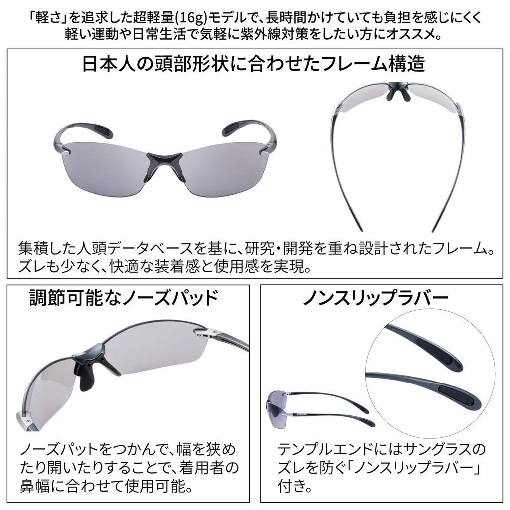 SWANS Airless Leaf Fit Polarized Sports Model Dark Gunmetallic x Light for and Sunglasses, SALF-0051 GMR, Silver, Driving, Fishing, Running, Hiking.