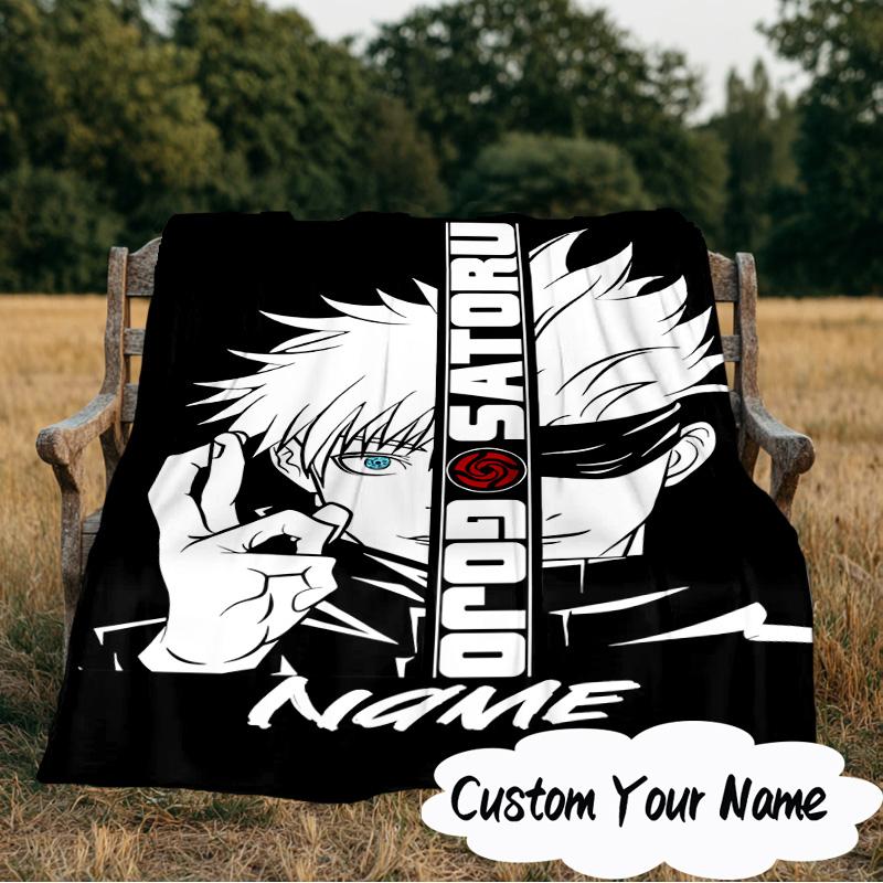 Custom Name Powerful Anime Jujutsu Blanket Ideal Bedding Blanket Perfect for Travel, Camping, Living Rooms, Offices, Sofas, Fan Christmas gift