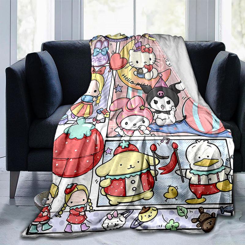 1pc Hello Kitty and Friends Sweet Shop Blanket, Seasonal Universal Home Decorative Throw Blanket, Living Room, Travel, Camping, Car Blankets, Beach, O