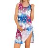 Sleeveless Knee Length Dress with Tear Away Design for Shoulder Surgery Recovery Fourth of July Star Print Summer Casual Dress